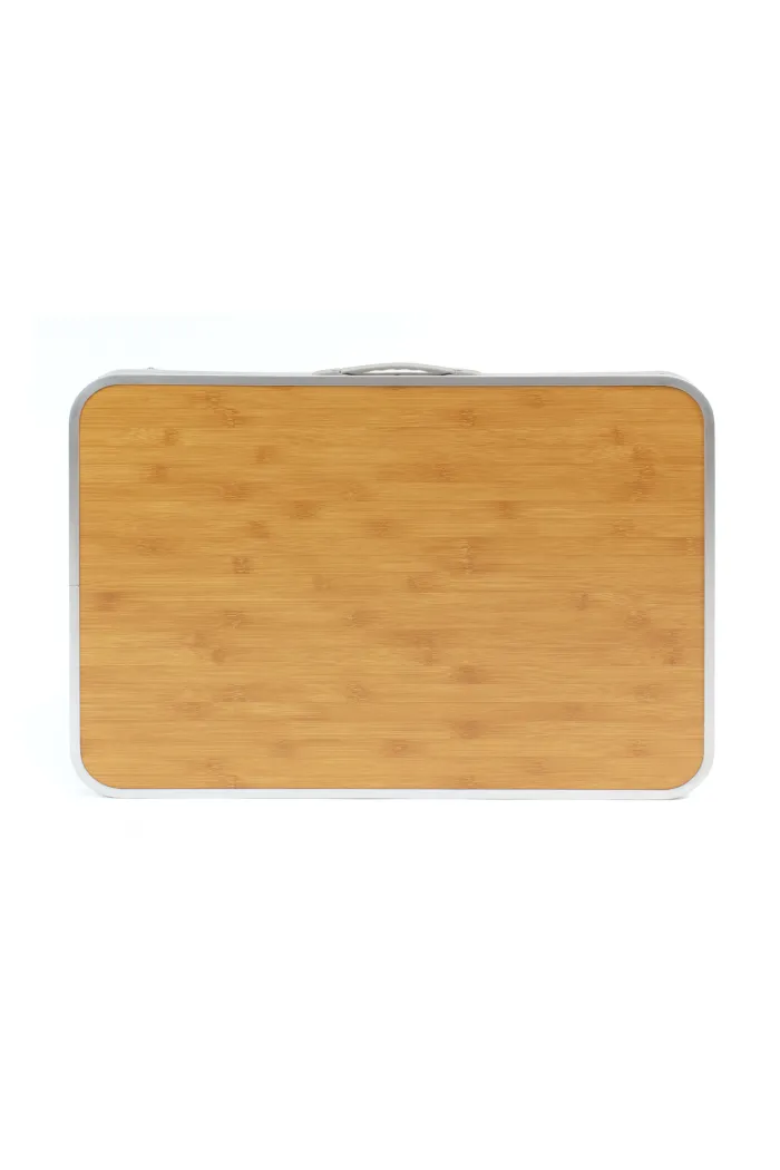 Mesa plegable camping (70x50 cm) acero - Natural