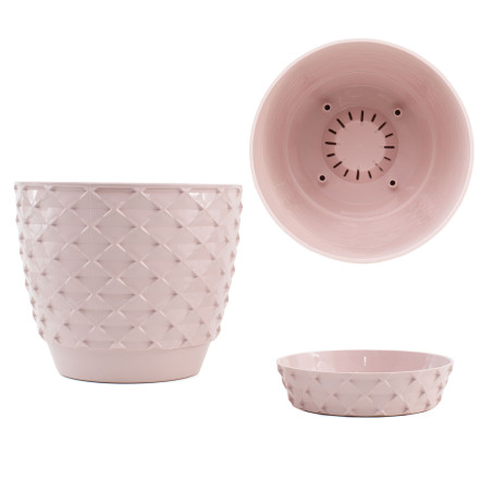 Maceta PVC con plato - Rosa