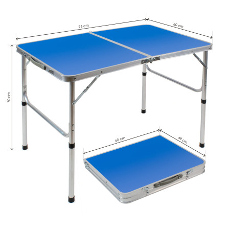 Mesa plegable camping (96x60 cm) aluminio - Azul