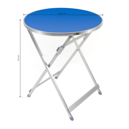 Mesa redonda (Ø60 cm) plegable - Azul