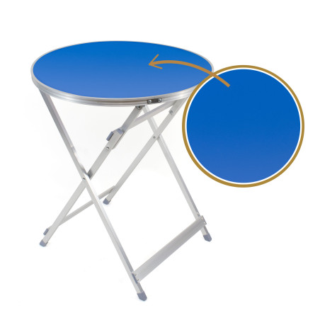 Mesa redonda (Ø60 cm) plegable - Azul