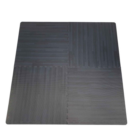 Alfombra puzzle 4 uds parqué madera gris oscuro 60 cm