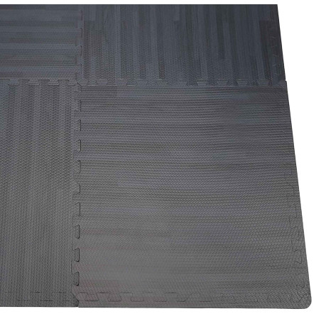 Alfombra puzzle 4 uds parqué madera gris oscuro 60 cm