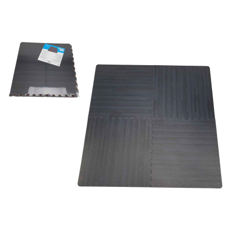 Alfombra puzzle 4 uds parqué madera gris oscuro 60 cm