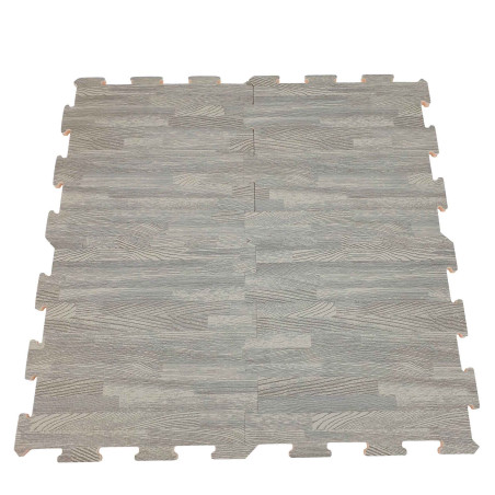 Alfombra puzzle 9 uds parqué madera gris (30x30 cm)