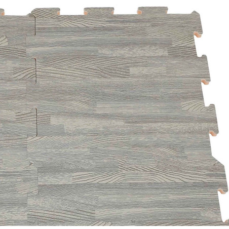 Alfombra puzzle 9 uds parqué madera gris (30x30 cm)