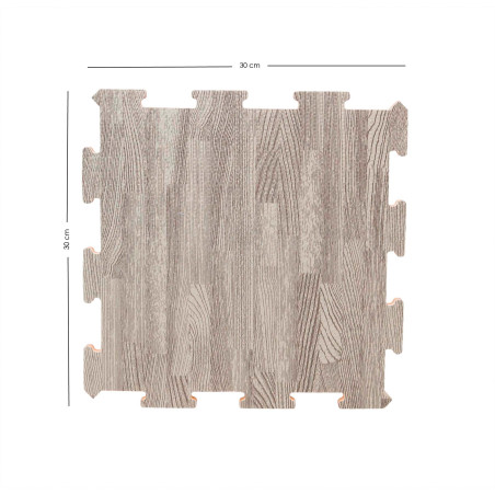 Alfombra puzzle 9 uds parqué madera gris (30x30 cm)