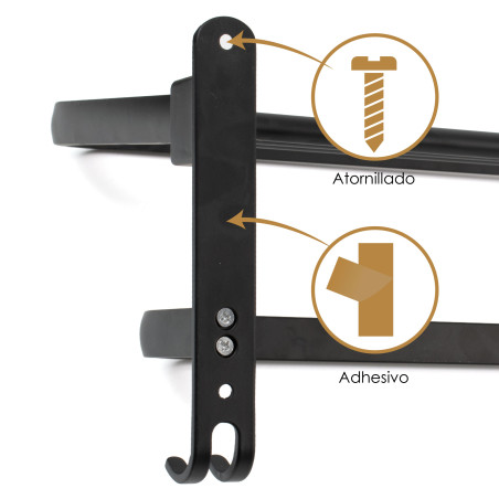 Toallero doble para pared aluminio - Negro