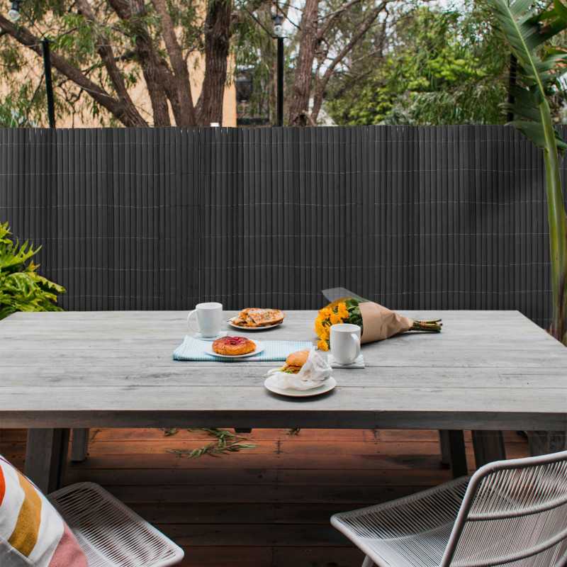 VALLA DE OCULTACIÓN MEDIA CAÑA PVC NEGRA 900gr/m² 1,5X3M