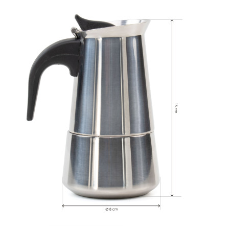 CAFETERA ACERO INOX INDUCCIÓN 2 TAZAS D.8X15 cm