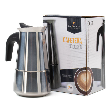 CAFETERA ACERO INOX INDUCCIÓN 2 TAZAS D.8X15 cm