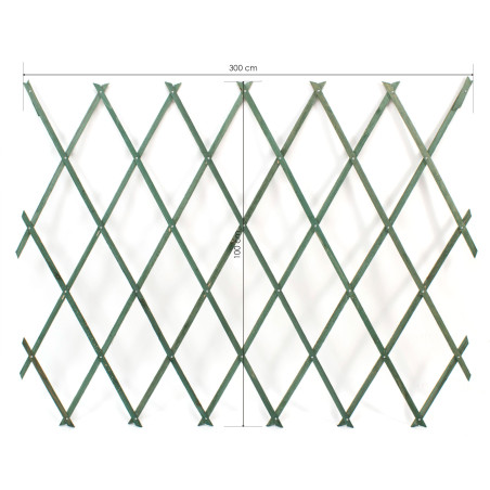 Celosía extensible de madera para jardín 300x100 cm - Verde