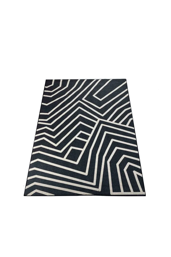Alfombra negra microfibra (180x120 cm) líneas