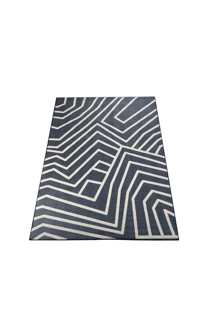 Alfombra gris microfibra (180x120 cm) líneas