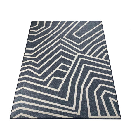 Alfombra gris microfibra (200x140 cm) líneas