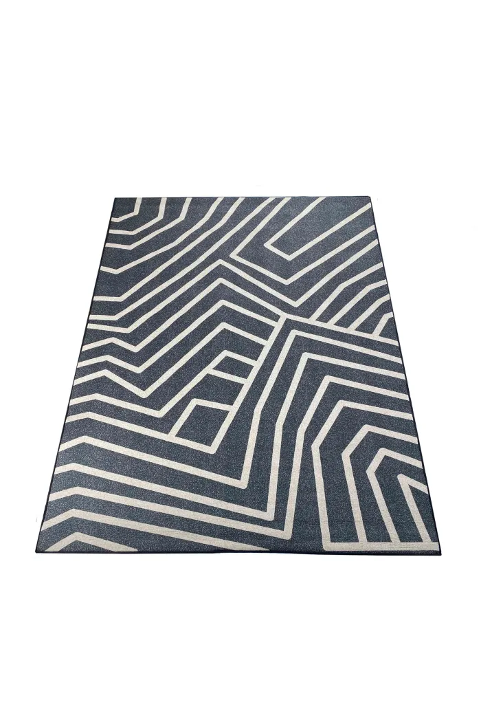 Alfombra gris microfibra (200x140 cm) líneas