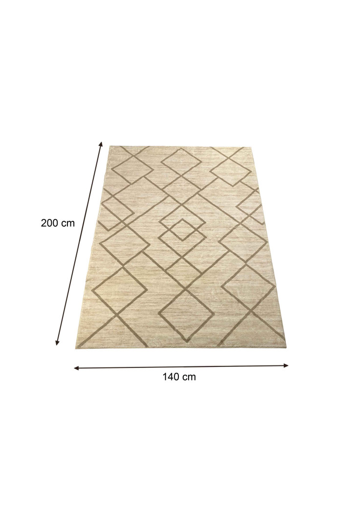 Alfombra microfibra (200x140 cm) natural líneas rombos