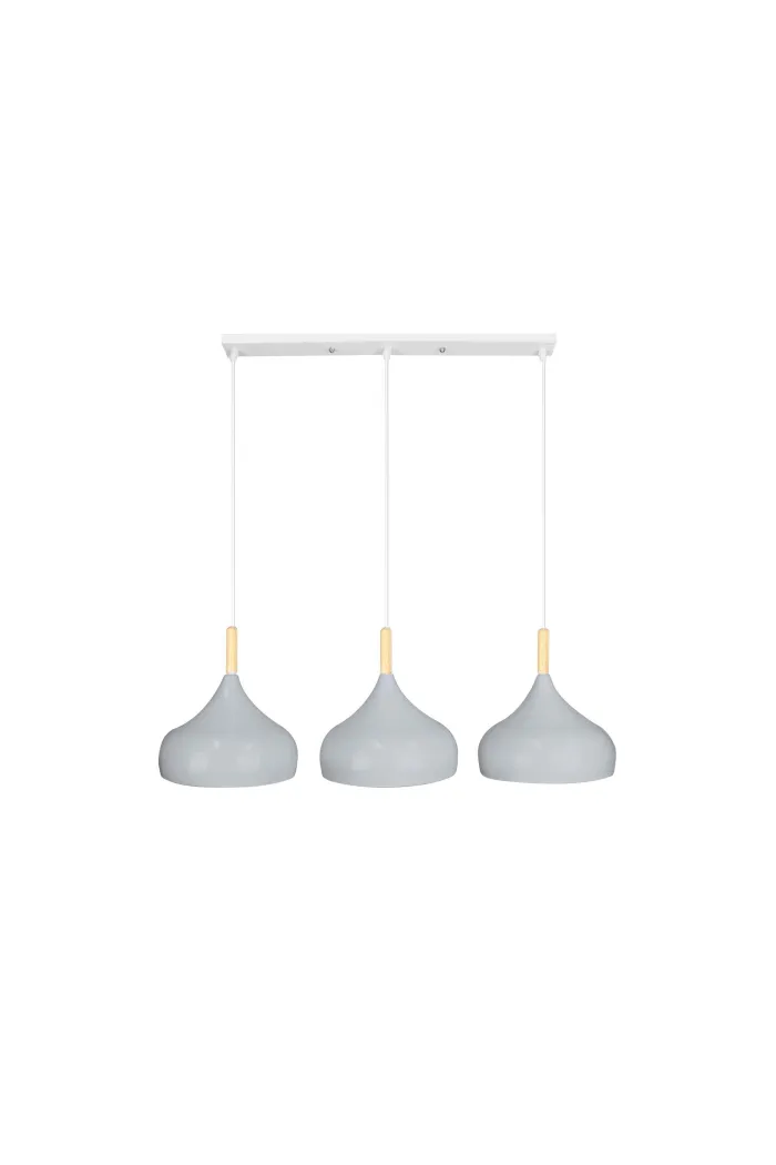 Lámpara de techo en aluminio y madera - Gris