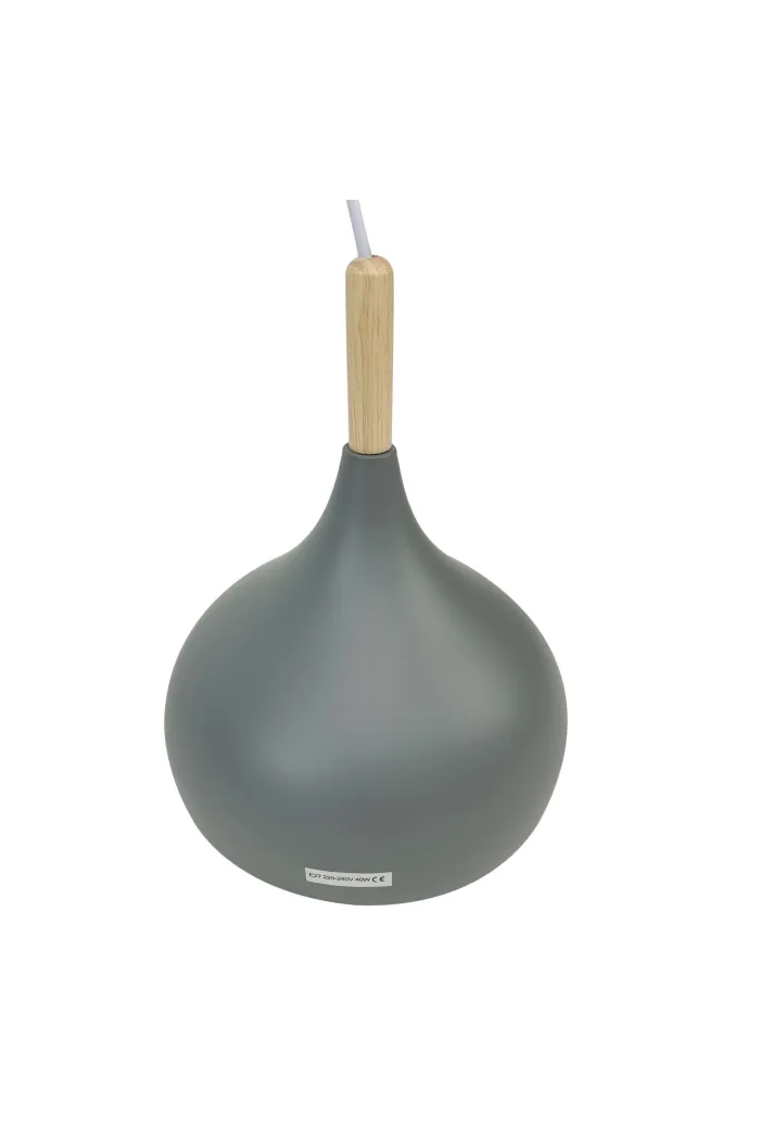 Lámpara de techo en aluminio y madera - Gris
