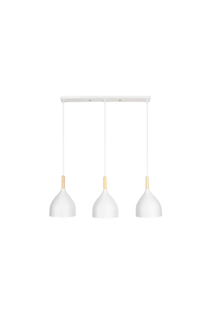 Lámpara de techo en aluminio y madera - Blanco