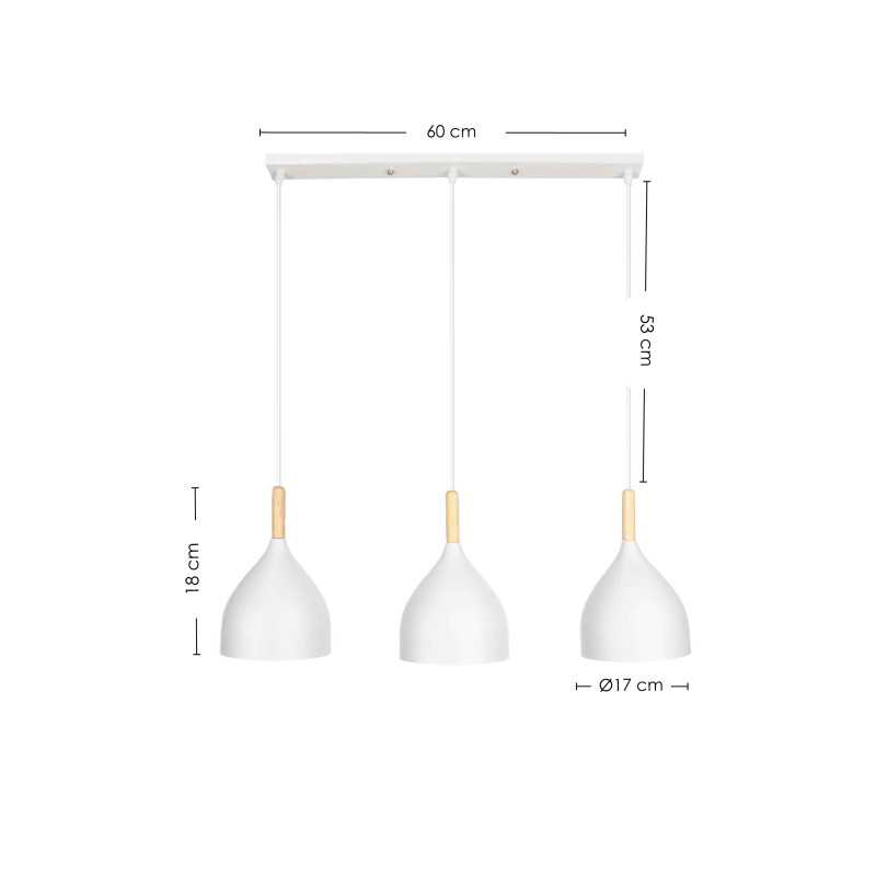 Lámpara de techo en aluminio y madera - Blanco