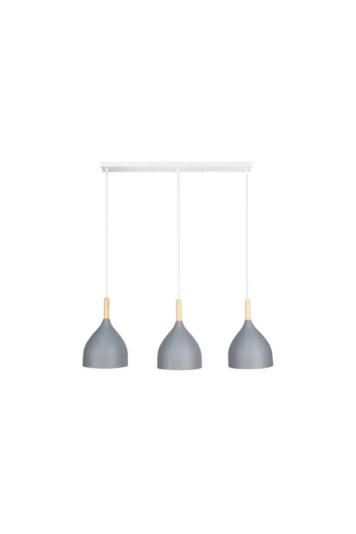 Lámpara de techo en aluminio y madera - Gris