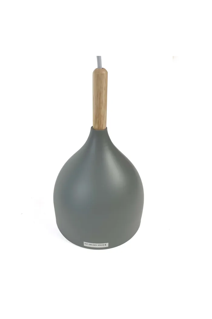 Lámpara de techo en aluminio y madera - Gris