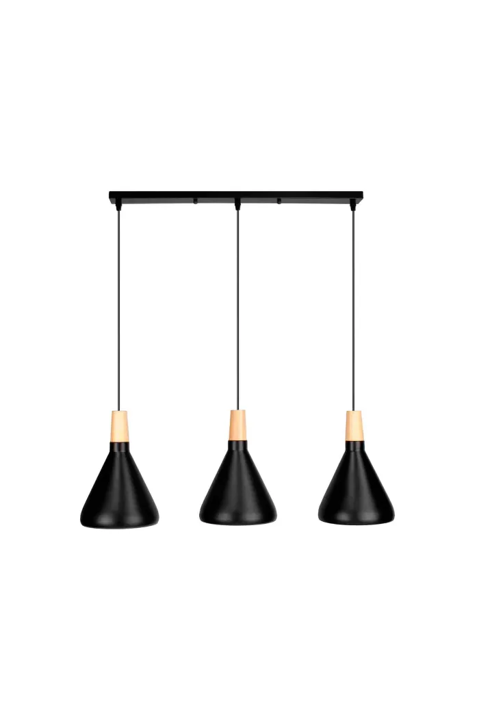 Lámpara de techo en aluminio y madera - Negro