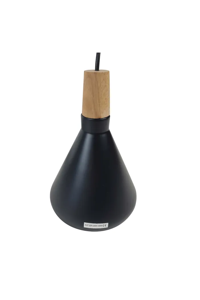 Lámpara de techo en aluminio y madera - Negro