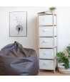 Mueble auxiliar de madera 5 cajones - Natural/Beige
