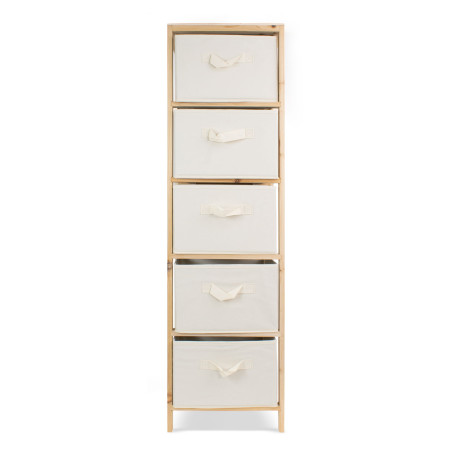 Mueble auxiliar de madera 5 cajones - Natural/Beige