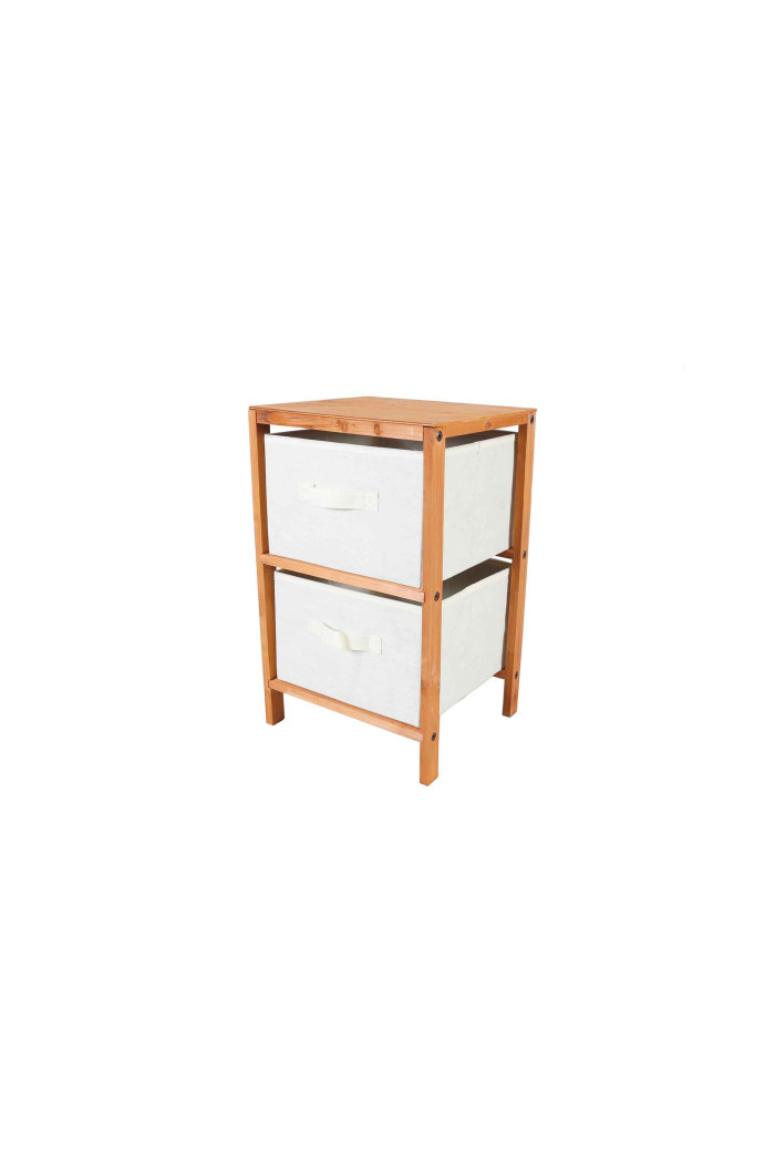 Mueble auxiliar de madera 2 cajones - Marrón/Beige