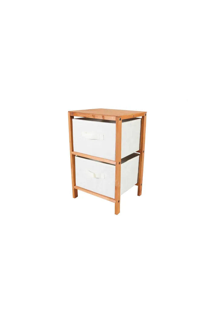 Mueble auxiliar de madera 2 cajones - Marrón/Beige
