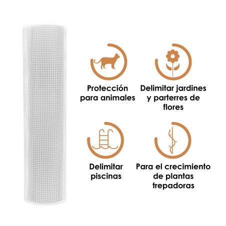 Malla de plástico (5 m) 10*10mm blanco 300g/m²