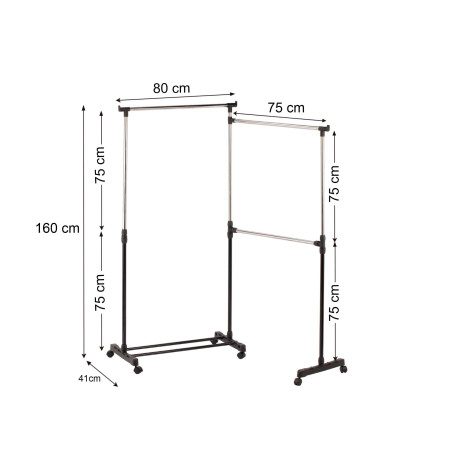 PERCHERO DE METAL AJUSTABLE  (D.TUBO 22)158X41X90-155CM