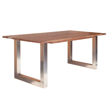 Mesa de comedor (180 x 90 cm) madera maciza y hierro