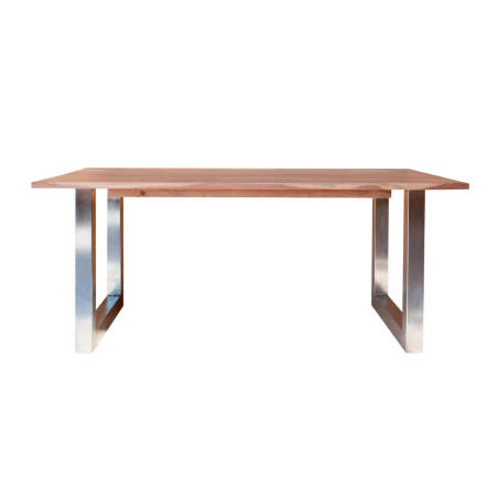 Mesa de comedor (180 x 90 cm) madera maciza y hierro