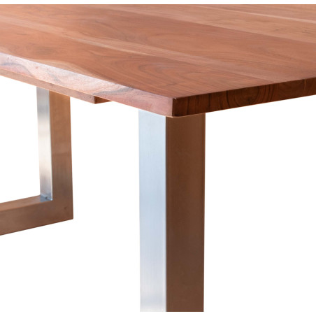 Mesa de comedor (180 x 90 cm) madera maciza y hierro