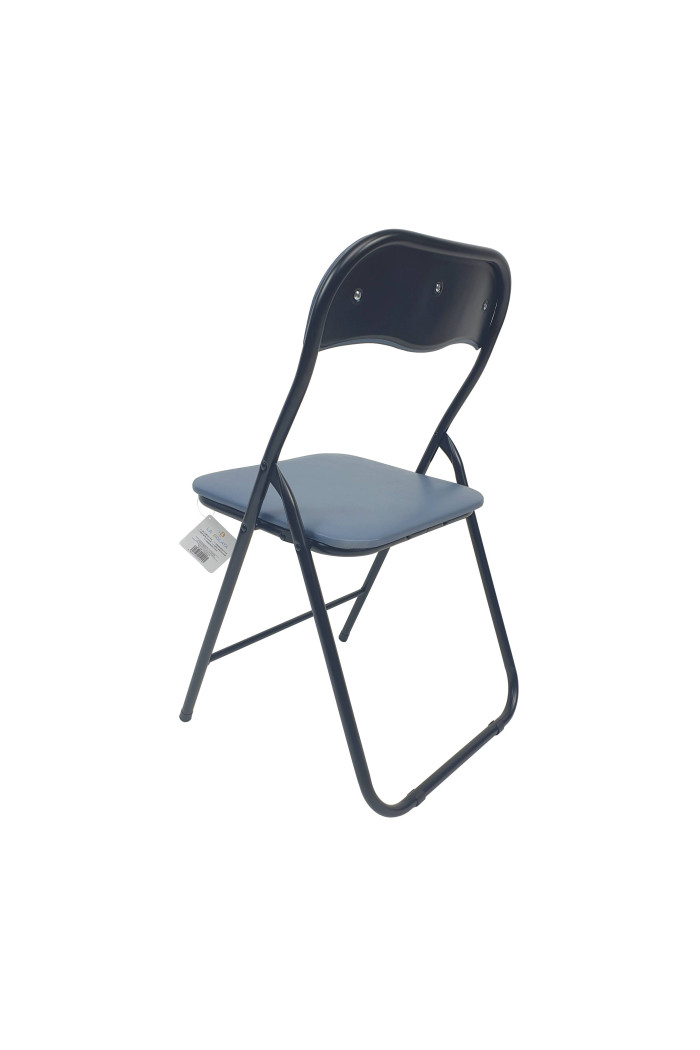 Silla plegable de metal y PVC - Negro/Gris