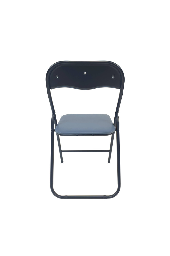 Silla plegable de metal y PVC - Negro/Gris