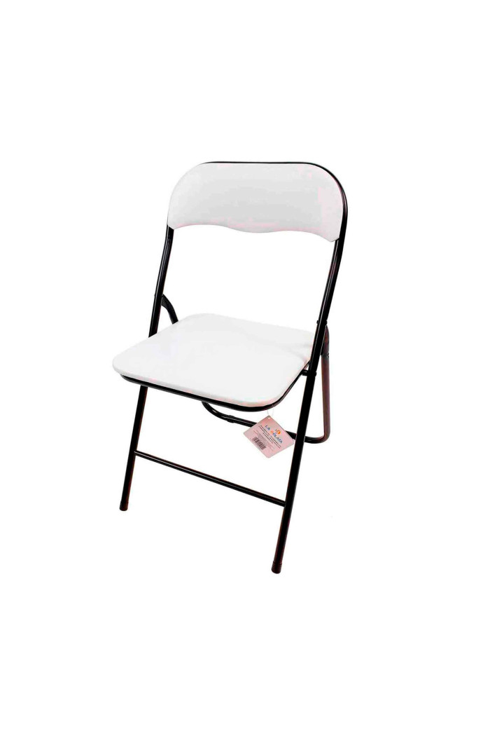 Silla plegable de metal y PVC - Negro/Blanco