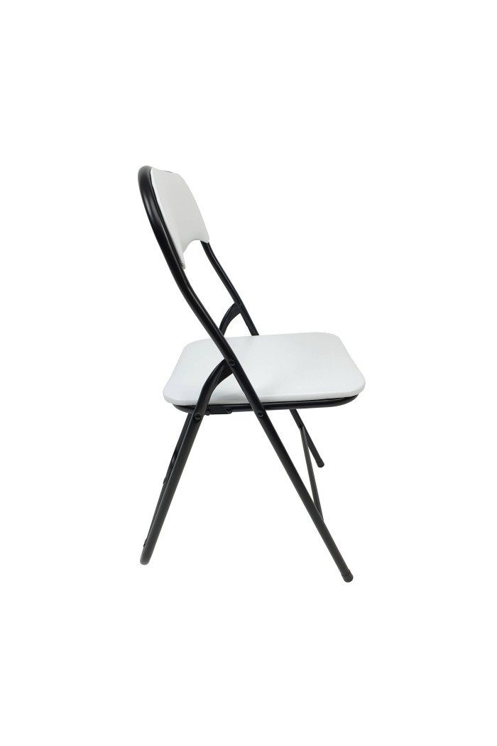 Silla plegable de metal y PVC - Negro/Blanco