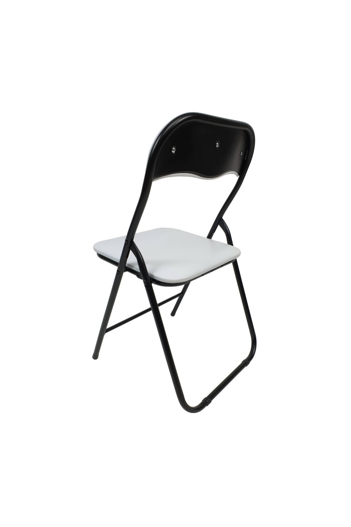 Silla plegable de metal y PVC - Negro/Blanco