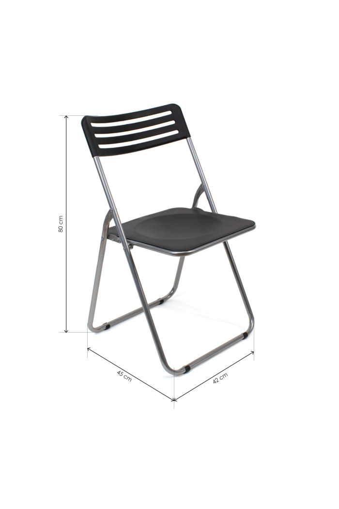 Silla plegable de metal y PVC - Negro