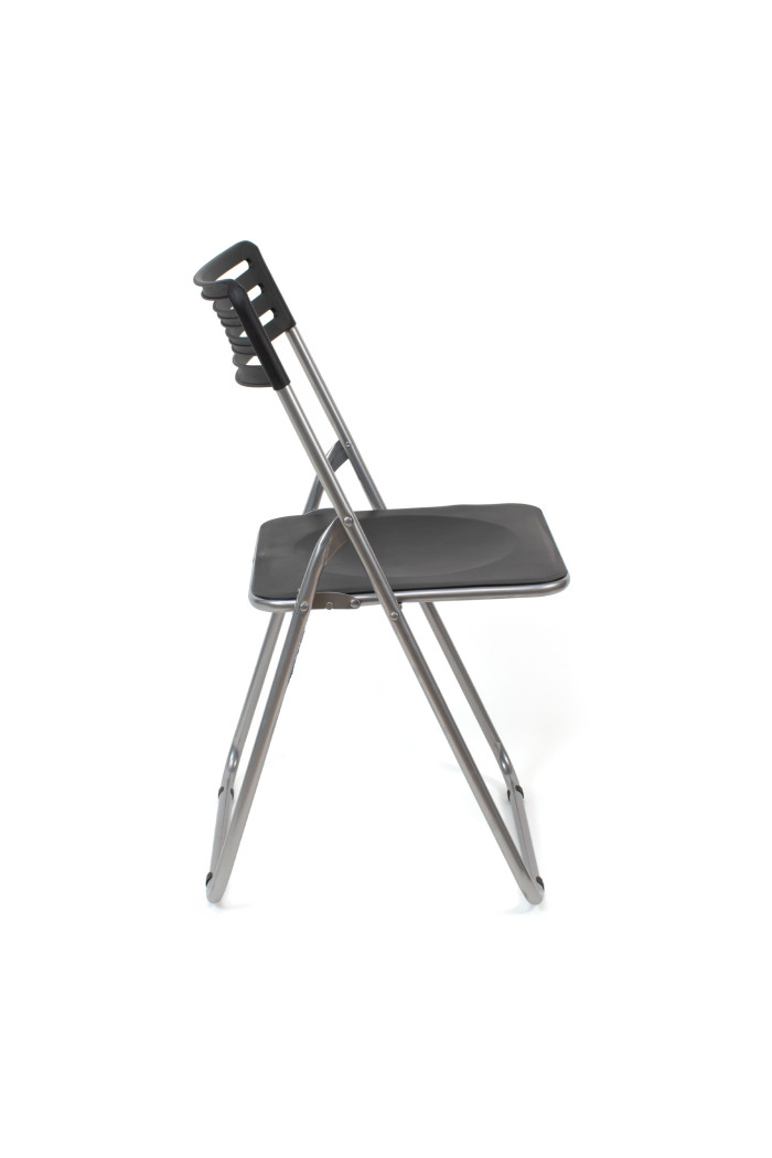 Silla plegable de metal y PVC - Negro