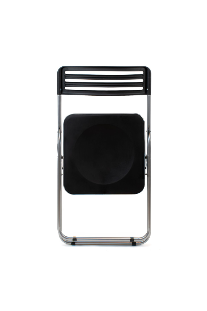 Silla plegable de metal y PVC - Negro