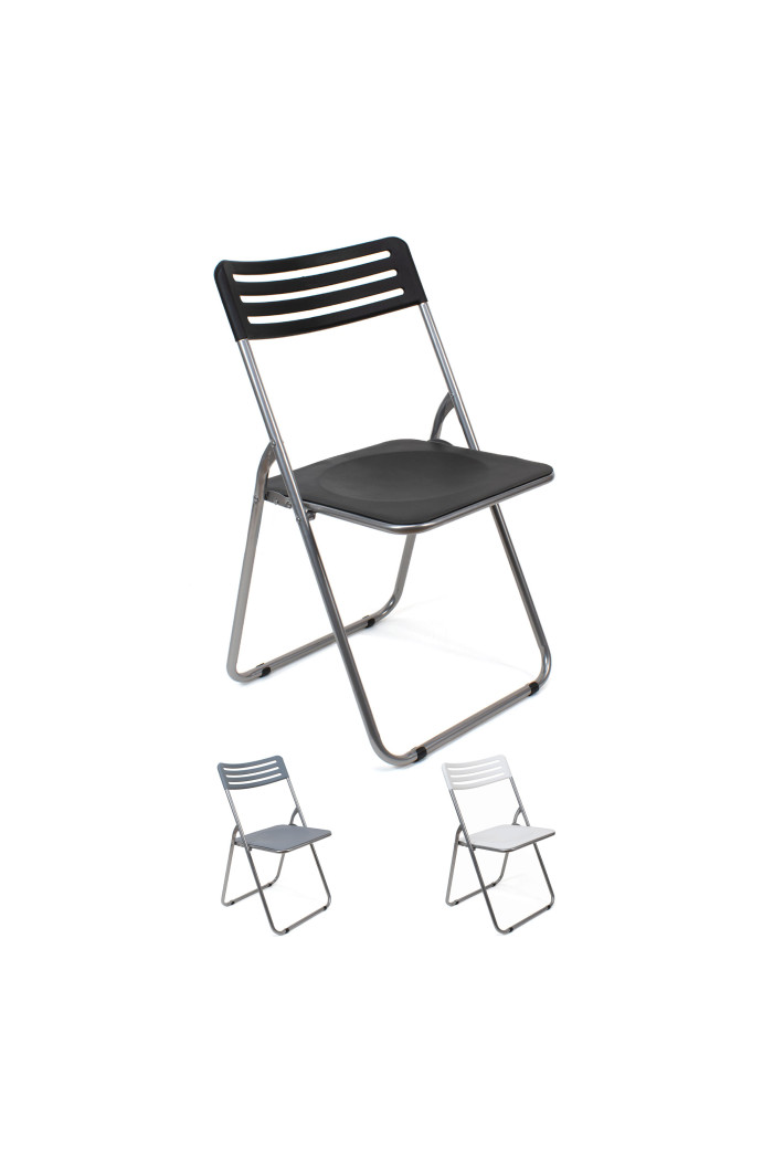 Silla plegable de metal y PVC - Negro