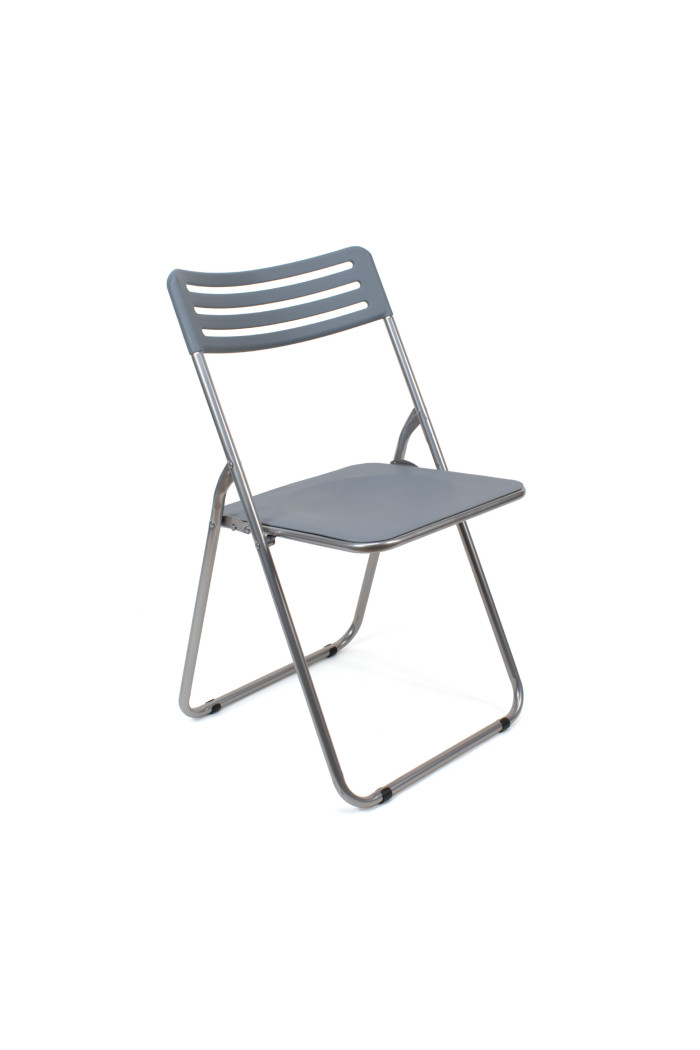 Silla plegable de metal y PVC - Gris