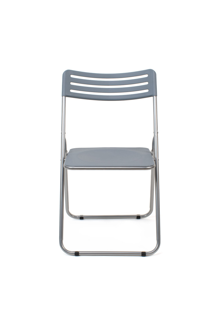 Silla plegable de metal y PVC - Gris