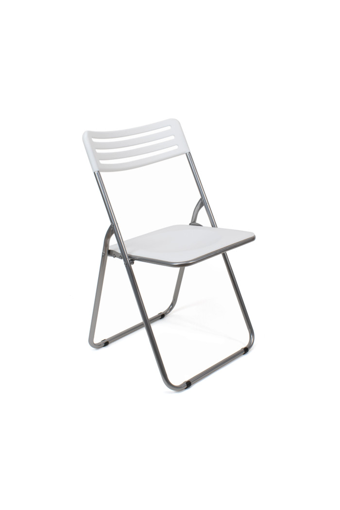 Silla plegable de metal y PVC - Blanco